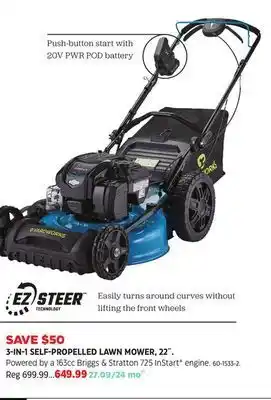 Canadian Tire Yardworks 3-in-self-propelled lawn mower, 22 offer