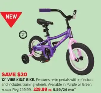 Canadian Tire 12˝ vibe kids' bike offer