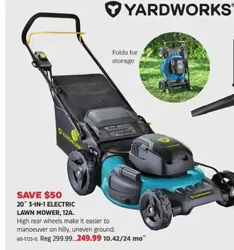 Canadian Tire Yardworks 20˝ 3-in-1 electric lawn mower, 12a offer