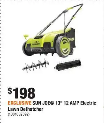 Home Depot Exclusive sun joe® 13 12 amp electric lawn dethatcher offer