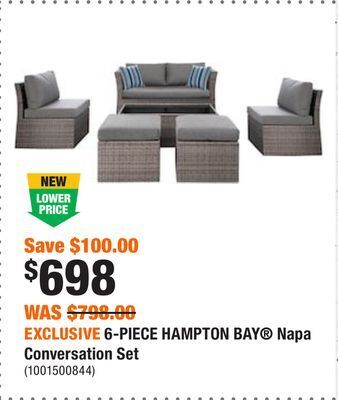 Home Depot Exclusive 6-piece hampton bay® napa conversation set offer