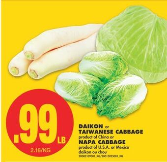 No Frills Daikon or taiwanese cabbage or napa cabbage offer