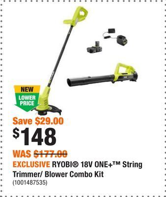 Home Depot Exclusive ryobi® 18v one+™ string trimmer/ blower combo kit offer