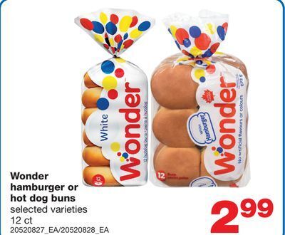 Wholesale Club Wonder hamburger or hot dog buns, 12 ct offer