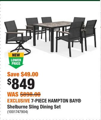 Home Depot Exclusive 7-piece hampton bay® shelburne sling dining set offer