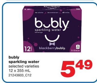 Wholesale Club Bubly sparkling water, 12 x 355 ml offer