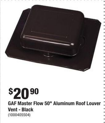 Home Depot Gaf master flow 50 aluminum roof louver vent - black offer