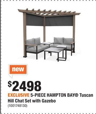 Home Depot Exclusive 5-piece hampton bay® tuscan hill chat set with gazebo offer