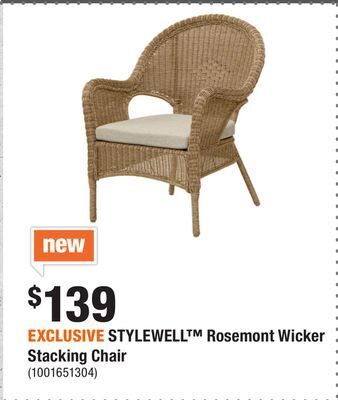 Home Depot Exclusive stylewell™ rosemont wicker stacking chair offer