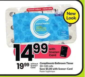 FreshCo Compliments bathroom tissue 30-100rolls offer