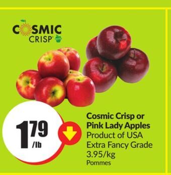 FreshCo Cosmic crisp or pink lady apples product of usa extra fancy grade 3.95/kg offer