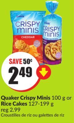 FreshCo Quaker crispy minis 100 g or rice cakes 127-199 g offer