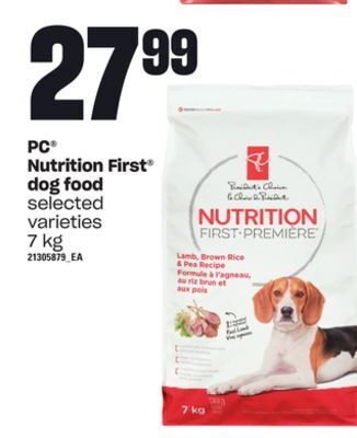 Zehrs Markets Pc® nutrition first dog food, 7 kg offer