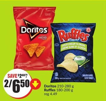 FreshCo Doritos 210-280 g ruffles 180-200 g offer