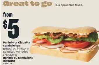 Valu-mart Paninis ou sandwichs ciabatta, 175-325 g offer
