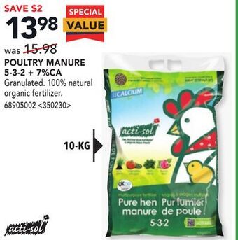 RONA Acti-sol poultry manure 5-3-2+7%ca offer