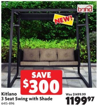 Home Hardware Kitlano 3 seat swing with shade offer