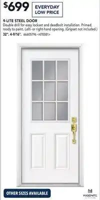 RONA Masonite 9-lite steel door 32. 4-9/16 offer