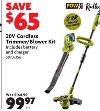 Home Hardware 20v cordless trimmer/blower kit offer