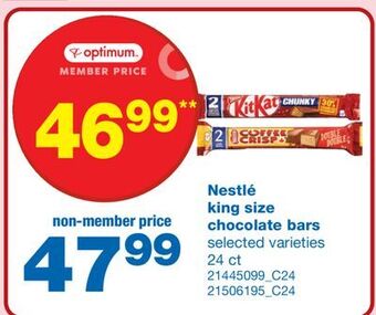 Wholesale Club Nestlé king size chocolate bars, 24 ct offer