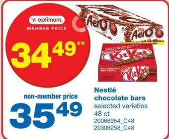 Wholesale Club Nestlé chocolate bars, 48 ct offer