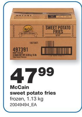 Wholesale Club Mccain sweet potato fries, 1.13 kg offer