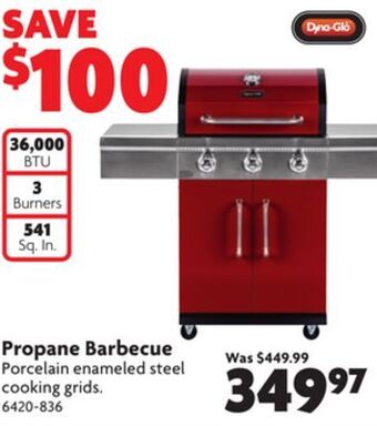 Home Hardware Red propane bbq - 3 burner offer
