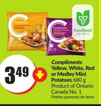 Chalo FreshCo Compliments yellow, white, red or medley mini potatoes 680 g product of ontario canada no. 1 offer