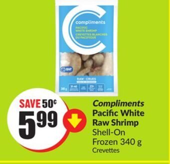 Chalo FreshCo Compliments pacific white raw shrimp shell-on frozen 340 g offer