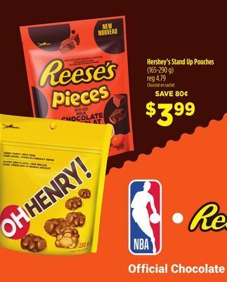 Chalo FreshCo Hershey's stand up pouches (165-290 g) offer