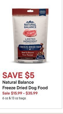 Petvalu Natural balance freeze dried dog food offer