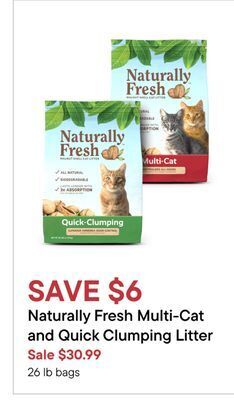 Petvalu Naturally fresh multi-cat and quick clumping litter offer