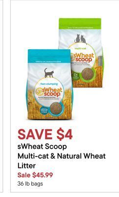 Petvalu Swheat scoop multi-cat & natural wheat litter offer
