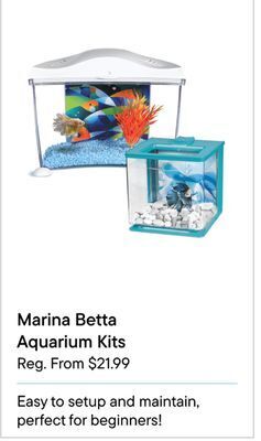 Petvalu Marina betta aquarium kits offer