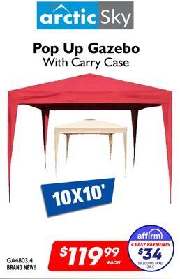 Factory Direct Arctic sky 10x10' pop up gazebo with carry case offer