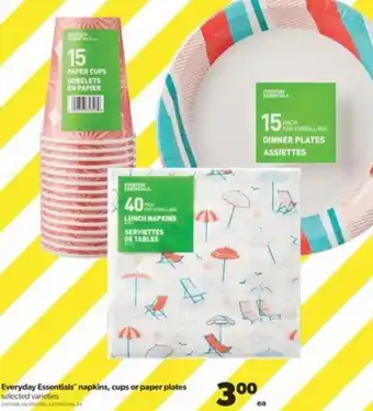 Real Canadian Superstore Everyday Essentials napkins, cups or paper plates offer