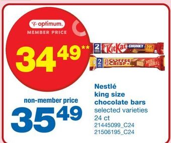 Wholesale Club Nestlé king size chocolate bars, 24 ct offer