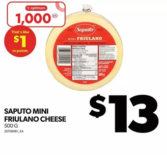 Real Canadian Superstore Saputo mini friulano cheese offer