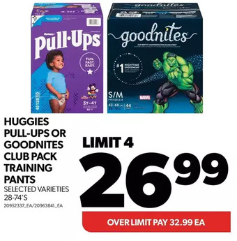 Real Canadian Superstore Huggies pull-ups or goodnites club pack training pants offer