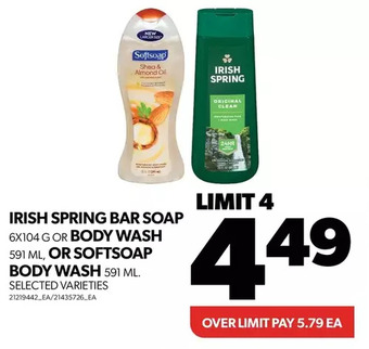 Real Canadian Superstore Irish spring bar soap or body wash or softsoap body wash offer