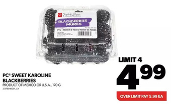 Real Canadian Superstore Pc sweet karoline blackberries offer