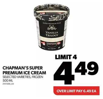 Real Canadian Superstore Chapman's super premium ice cream offer