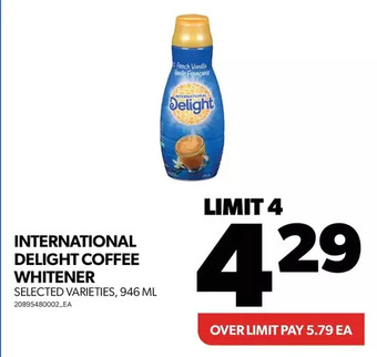Real Canadian Superstore International delight coffee whitener offer