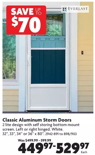 Home Hardware Classic aluminum storm doors offer