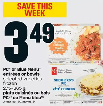 Independent Grocer Pc or blue menu entrees or bowls offer