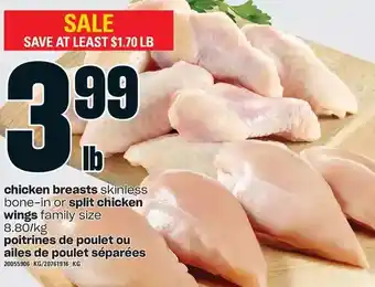 Independent Grocer Chicken breasts or split chicken wings offer