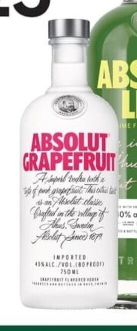 Sobeys Absolut Grapefruit Vodka 750 mL offer