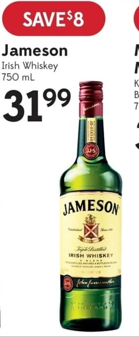 Sobeys Jameson Irish Whiskey 750 mL offer