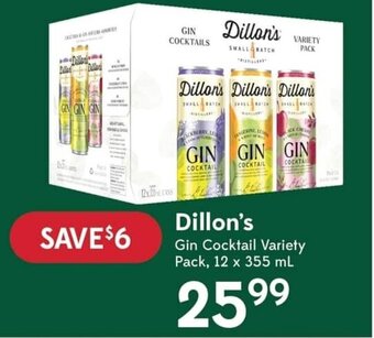 Sobeys Dillon's Gin Cocktail Variety Pack, 12 x 355 mL offer