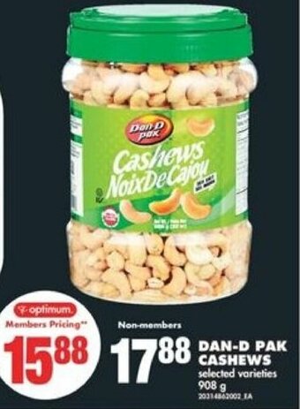 No Frills DAN-D PAK CASHEWS 908 g offer